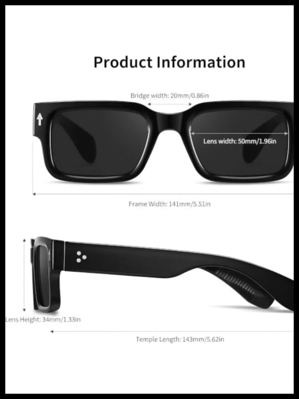 Trendy Chunky Square Frame Sunglasses UV400 Protection